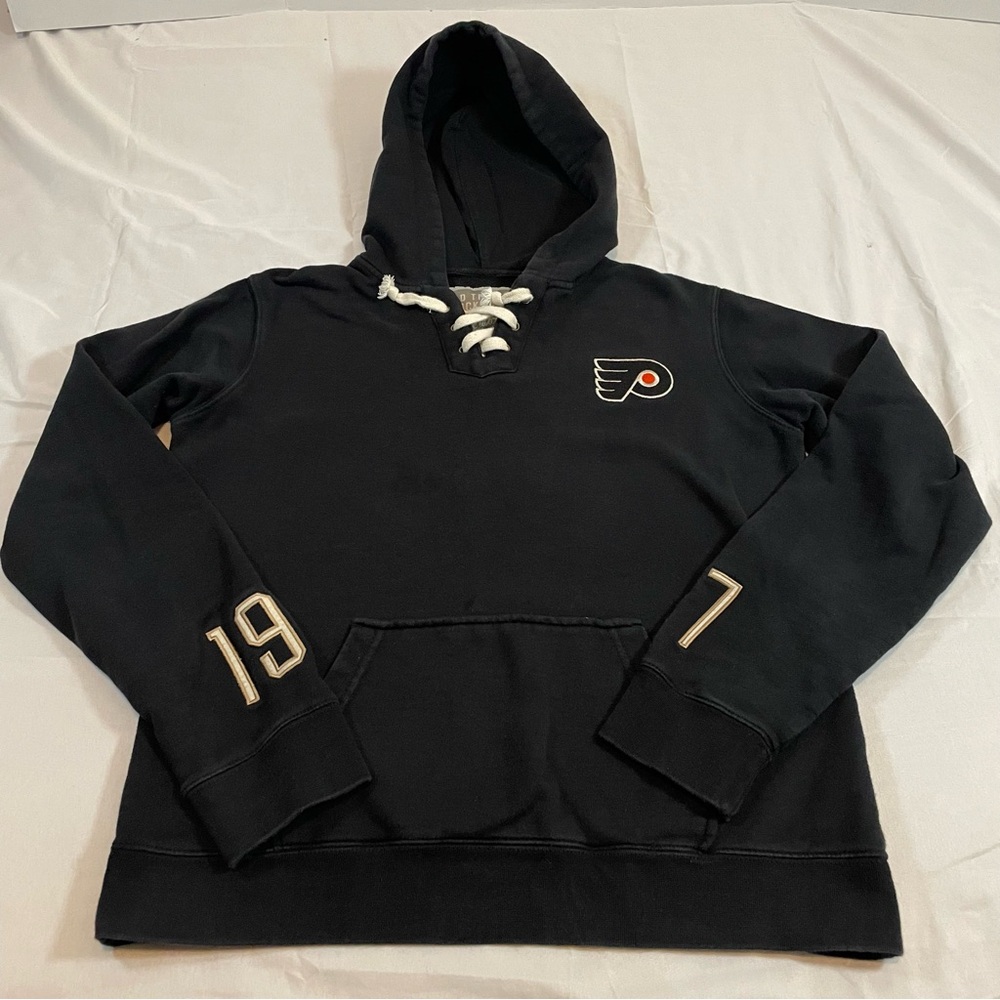 Old Time Hockey Philadelphia Flyers Lace Up Hoodie Black Newbury Collection L